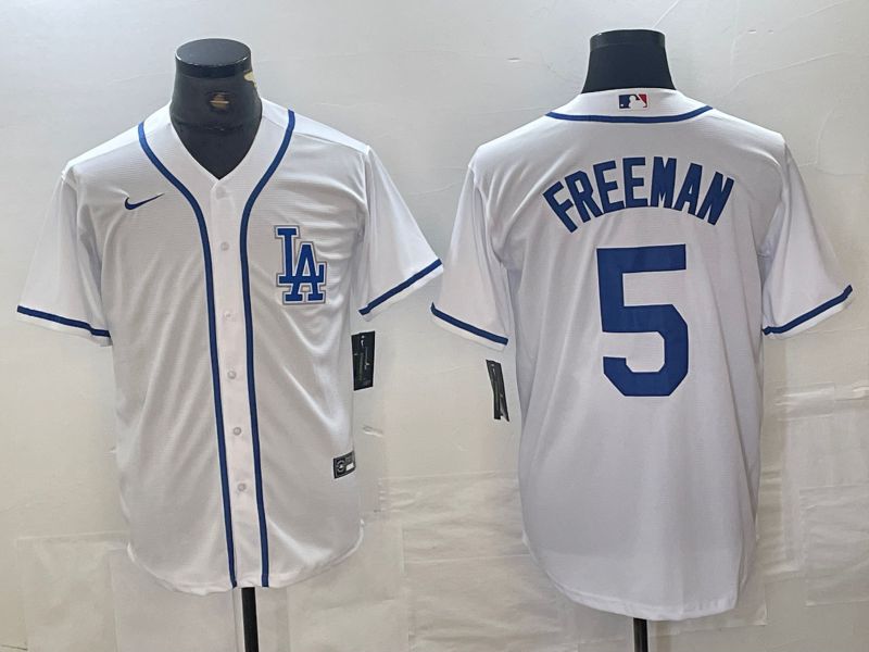 Men Los Angeles Dodgers 5 Freeman White Second generation joint name Nike 2024 MLB Jersey style 1